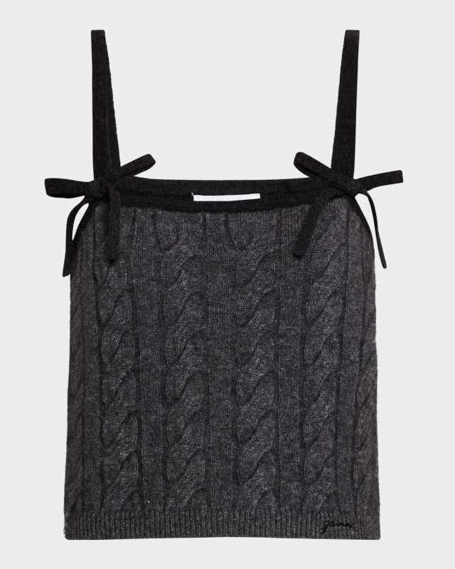 Cashmere Mix Bow Strap Top